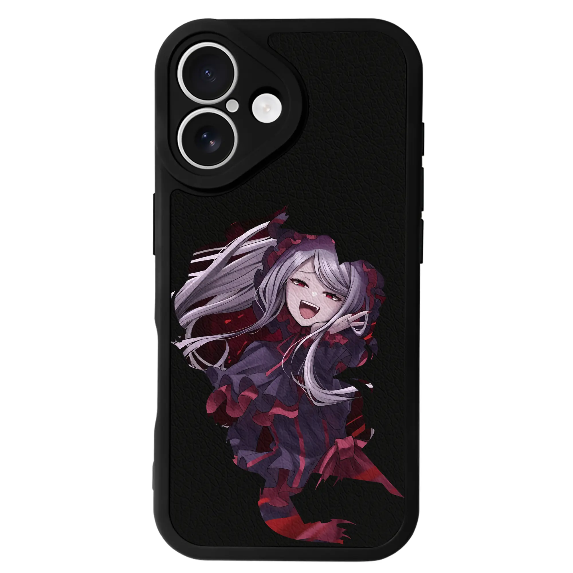 オーバーロード グッズ シャルティア・ブラッドフォールン - IPhone 16シリーズ対応 ・ シリコンスマホケース ・ レザー調 ・ 高精度フィット ・ 耐衝撃 ・ ワイヤレス充電対応 ・ 精密カット